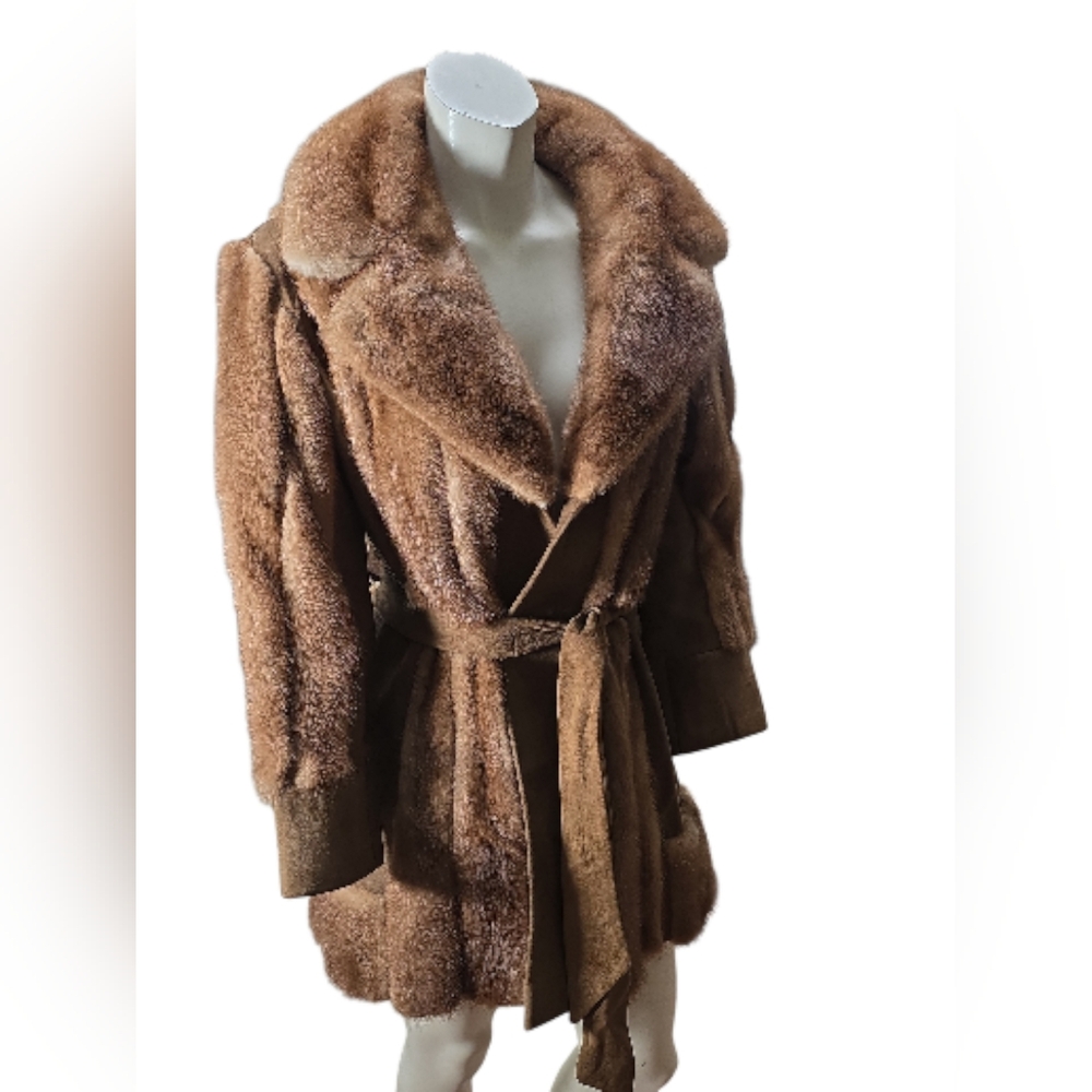 Vintage Mink And Suede Belted Jacket